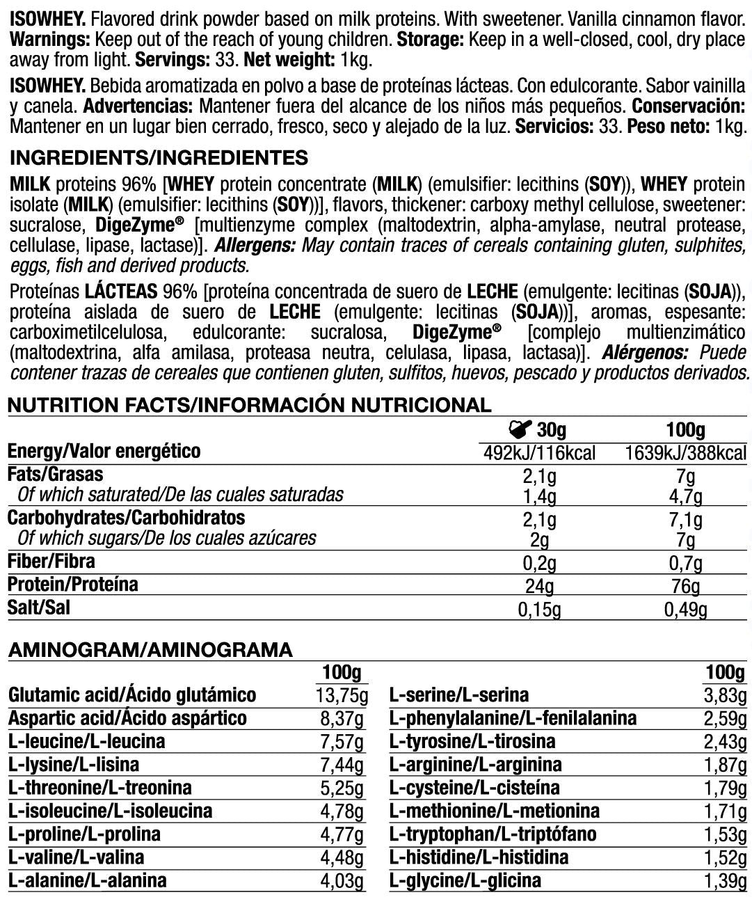 Isowhey - 1kg - Vainilla Canela - Proteína De Aislado De Suero Isolate - Quamtrax_5