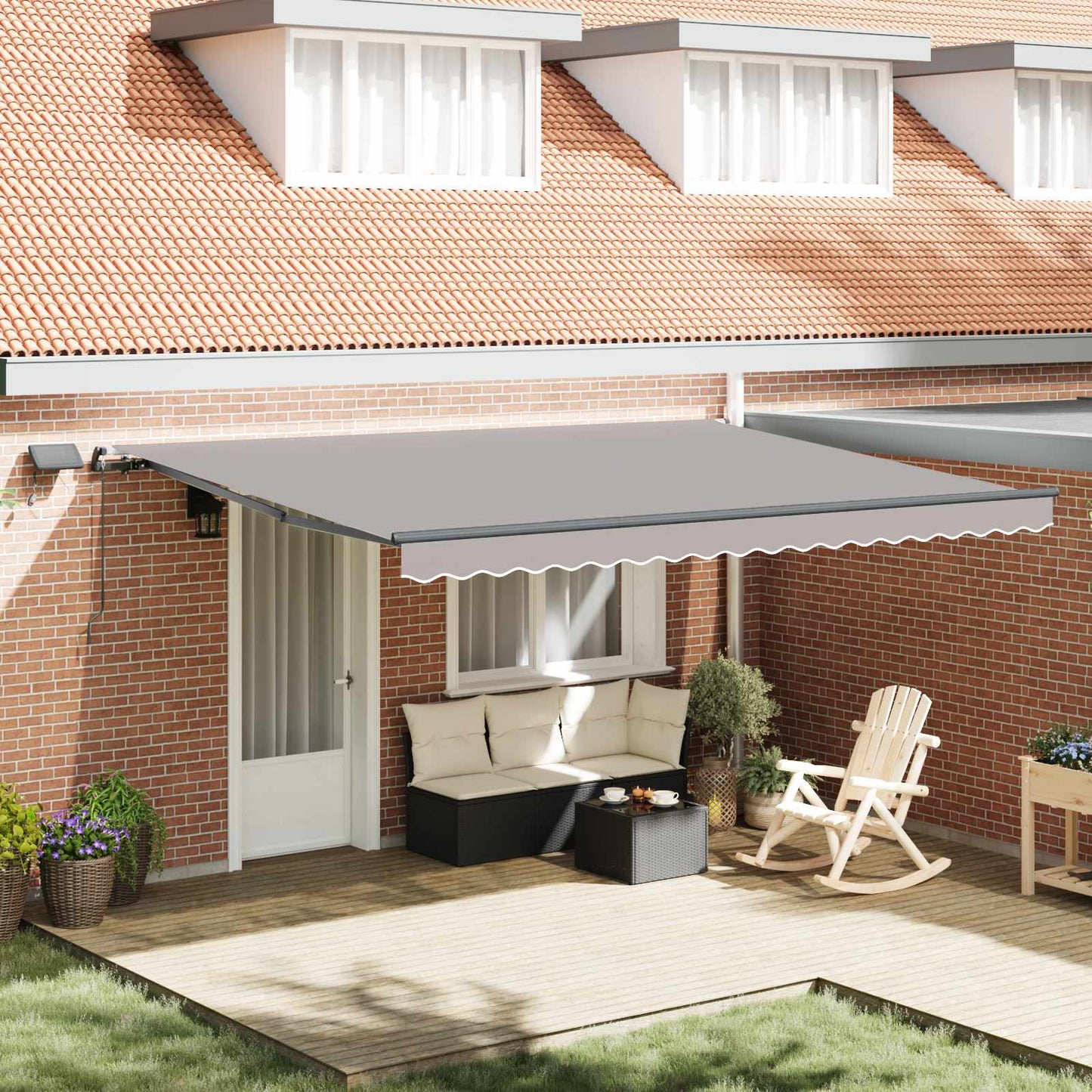 Toldo Retráctil Gris Claro 450 X 300 Cm Tela Y Aluminio_1