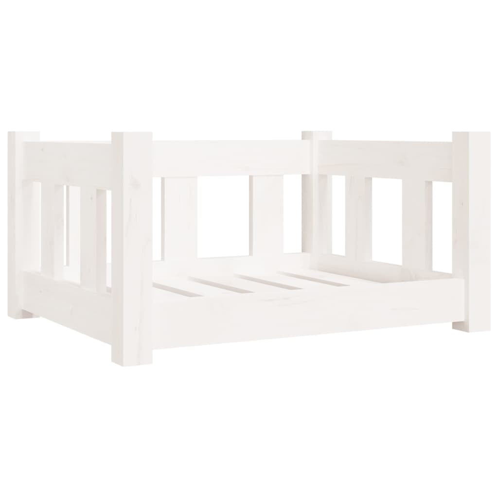 Vidaxl Cama Para Perros Madera Maciza De Pino Blanca 55,5x45,5x28 Cm_0