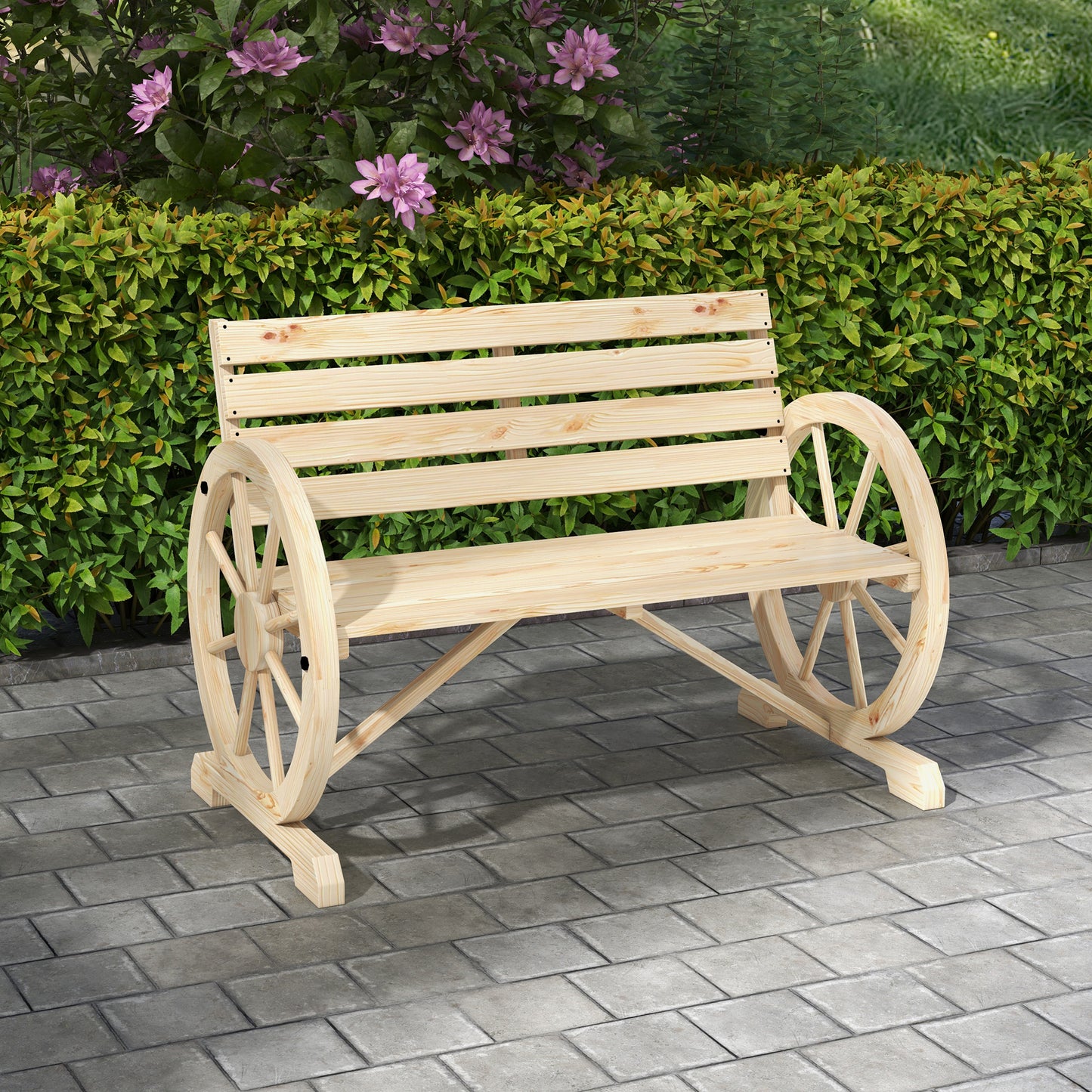 Outsunny Banco De Jardín De Madera Reposabrazos En Forma De Rueda Carga 240 Kg_1