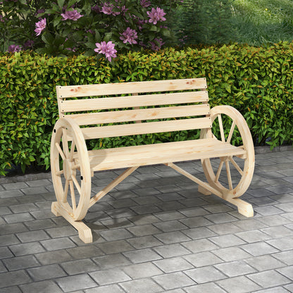 Outsunny Banco De Jardín De Madera Reposabrazos En Forma De Rueda Carga 240 Kg_1