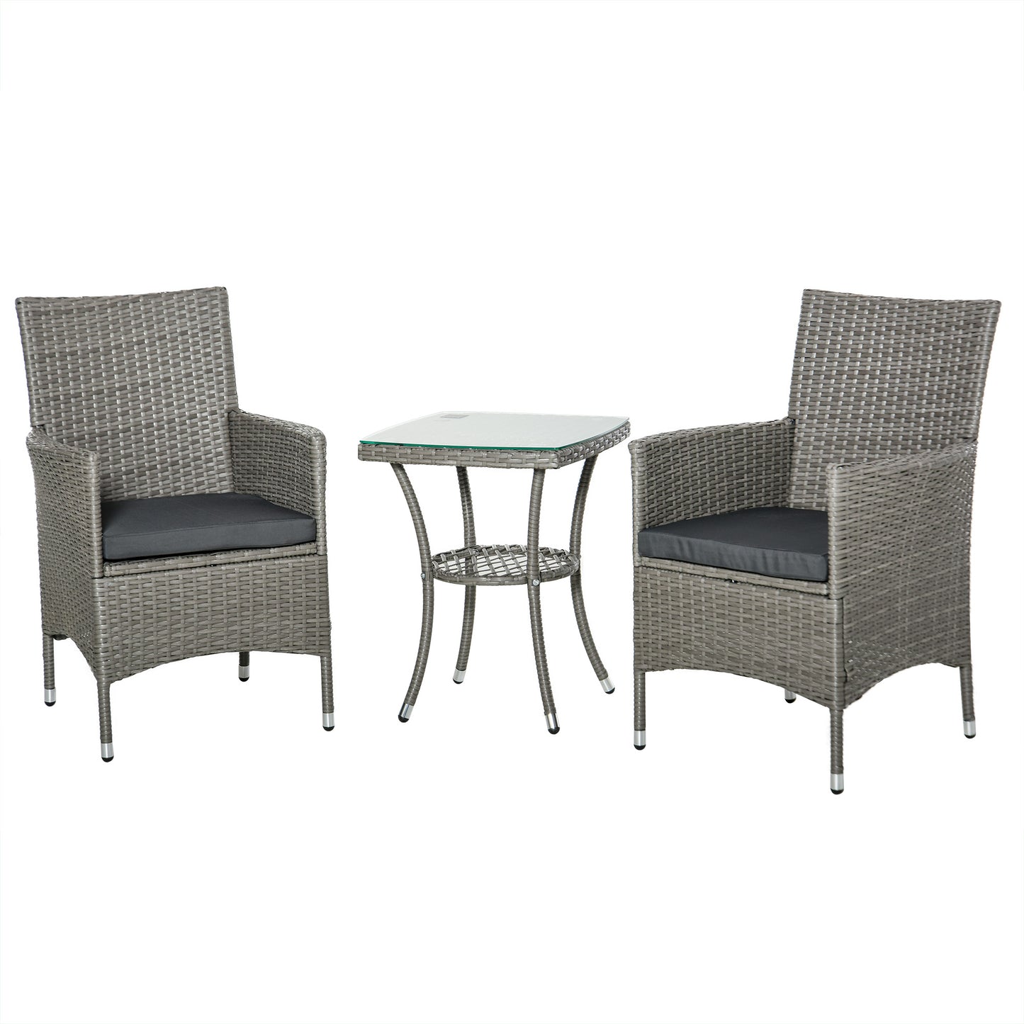 Outsunny Conjunto Muebles Para Exterior Con 1 Mesa 2 Sillas Con Cojines Gris_0