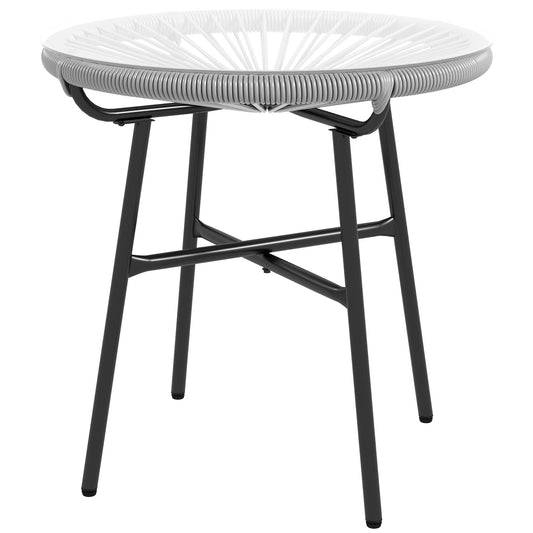Outsunny Mesa Auxiliar Ratán Sintético Con Tablero De Vidrio Templado Ø50x50 Cm_0