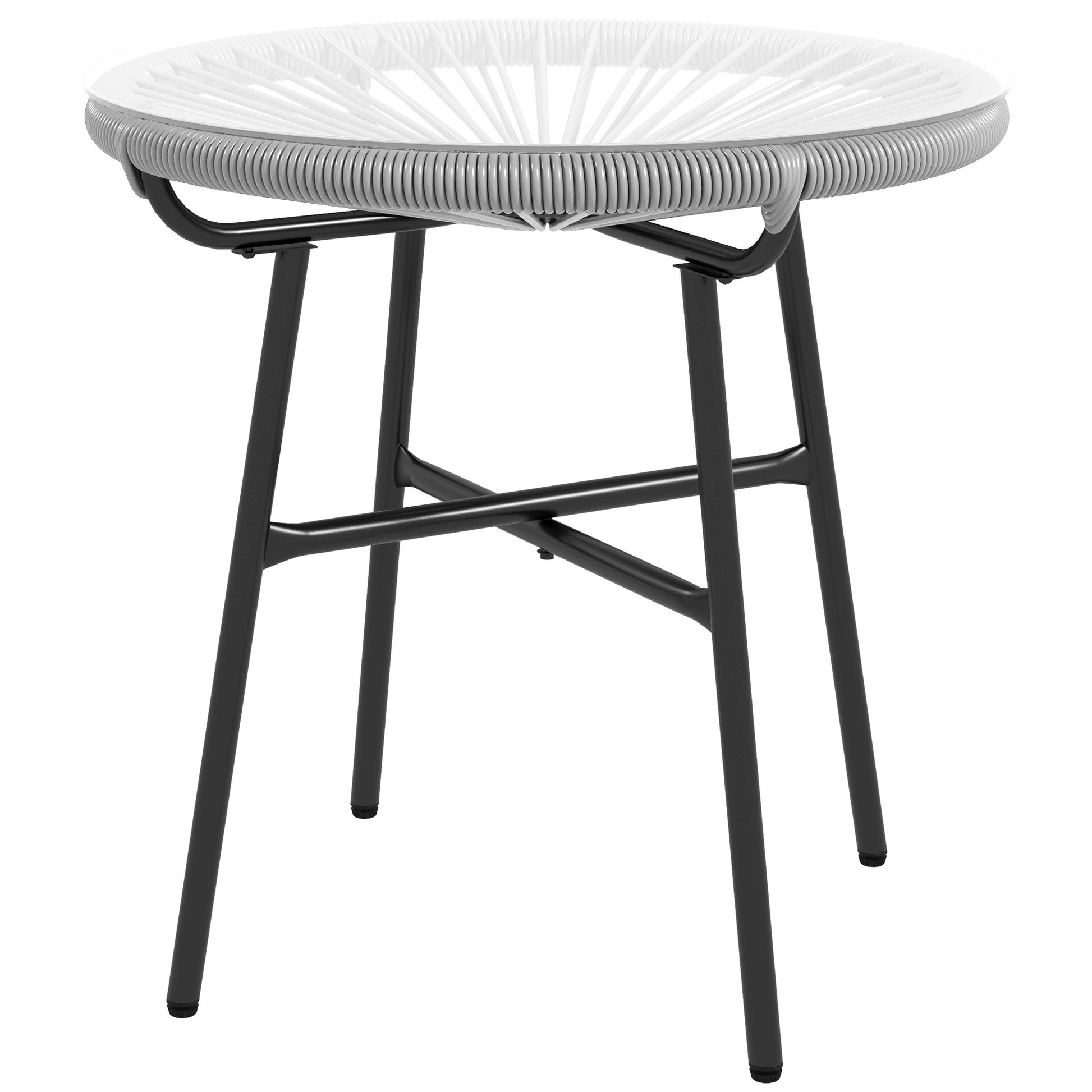 Outsunny Mesa Auxiliar Ratán Sintético Con Tablero De Vidrio Templado Ø50x50 Cm_0