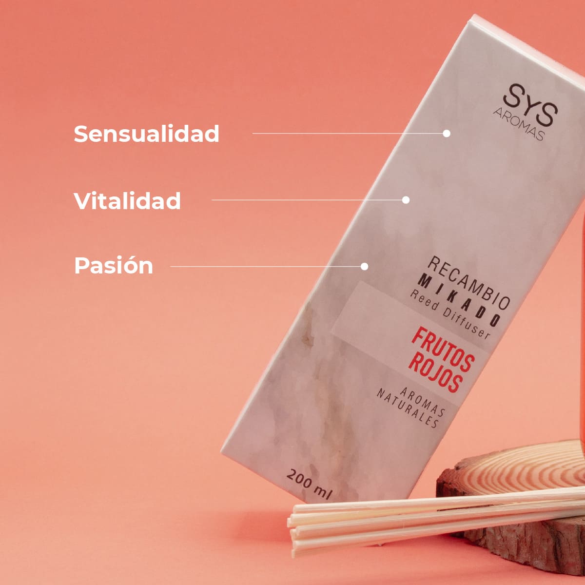 Recambio Mikado Frutos Rojos Mármol SYS Aromas 200 ml | Con Palos | Aroma Afrutado y Dulce | Estimulante_2
