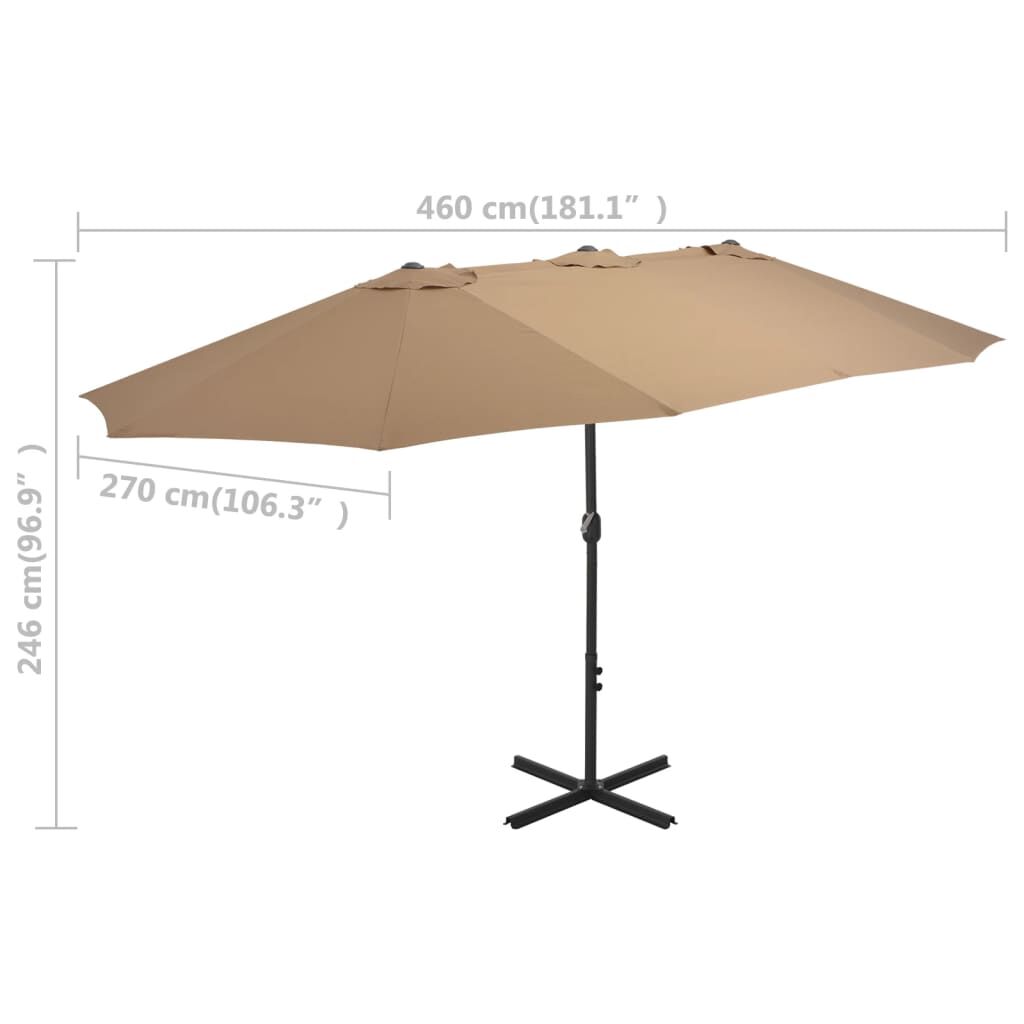 Vidaxl Sombrilla De Jardín Con Palo De Aluminio Taupe 460x270 Cm_2