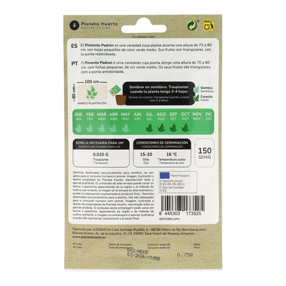 Semillas de Pimiento de Padrón ecológicas Planeta Huerto