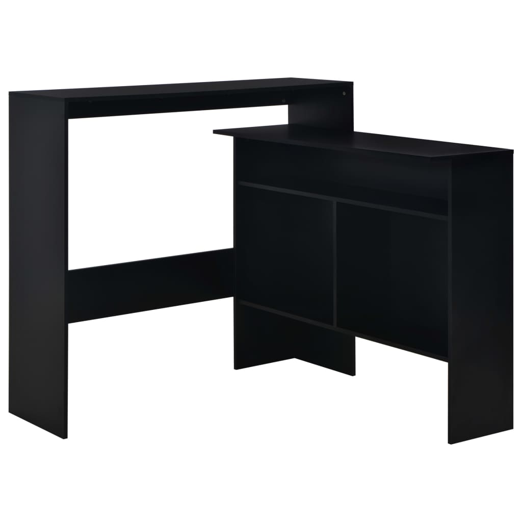 Mesa Alta De Bar Con 2 Tableros Negro 130x40x120 Cm_0