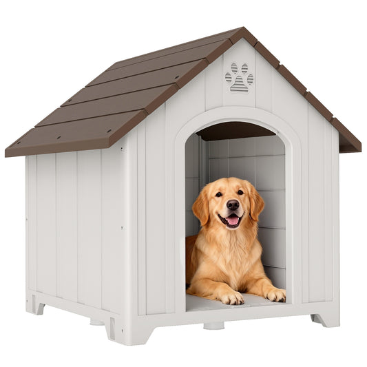 Pawhut Caseta Para Perros Grandes Exterior De Plástico Impermeable Marrón Oscuro_0