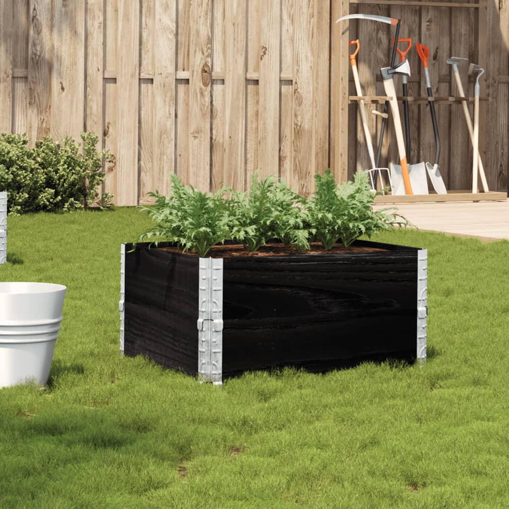 Jardinera De Madera Maciza De Pino Negro 80x60 Cm_1
