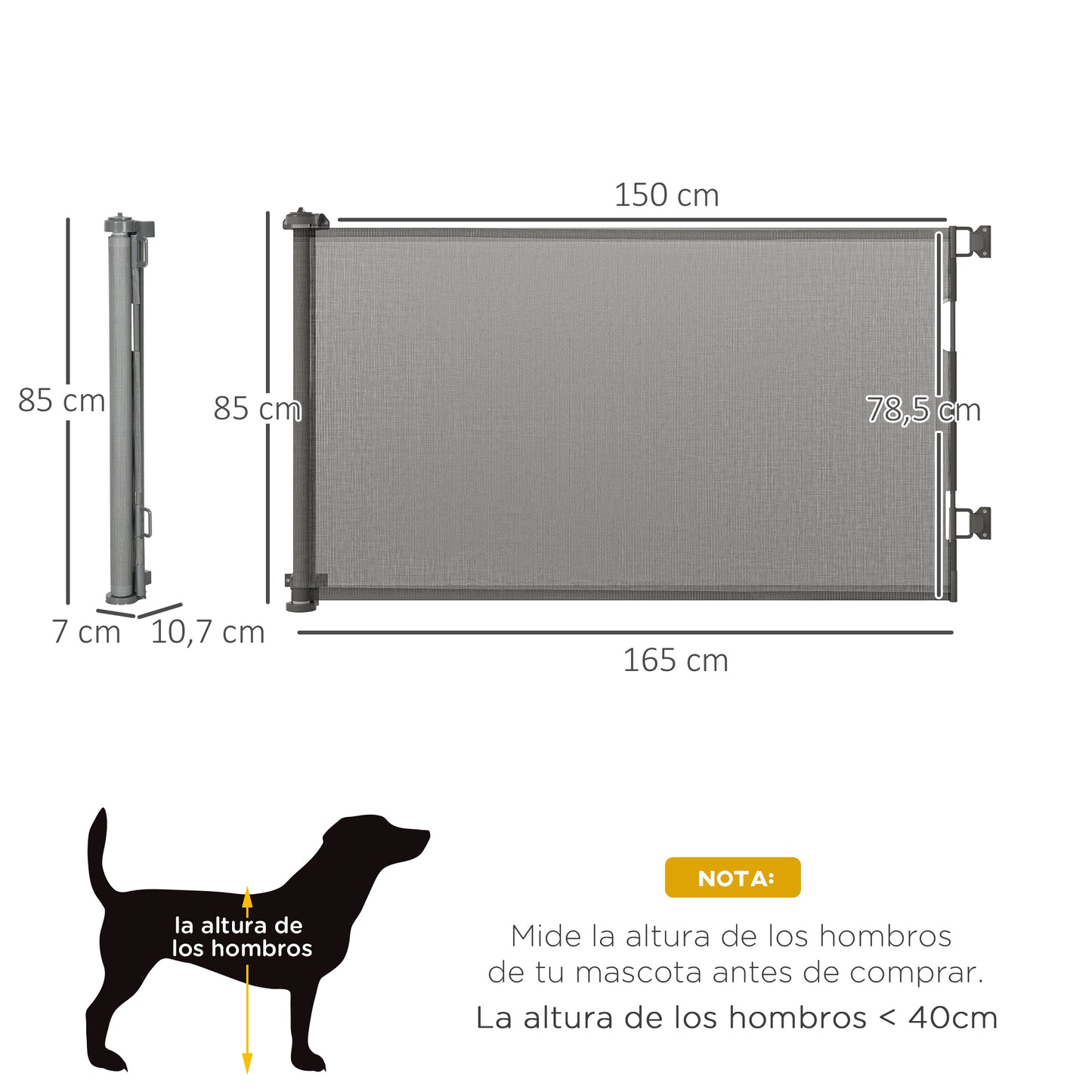 Pawhut Puerta De Seguridad Para Perros Extensible 0-150 Cm Para Escaleras Gris_2