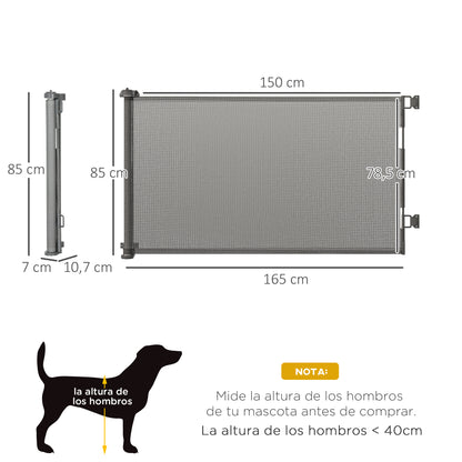 Pawhut Puerta De Seguridad Para Perros Extensible 0-150 Cm Para Escaleras Gris_2