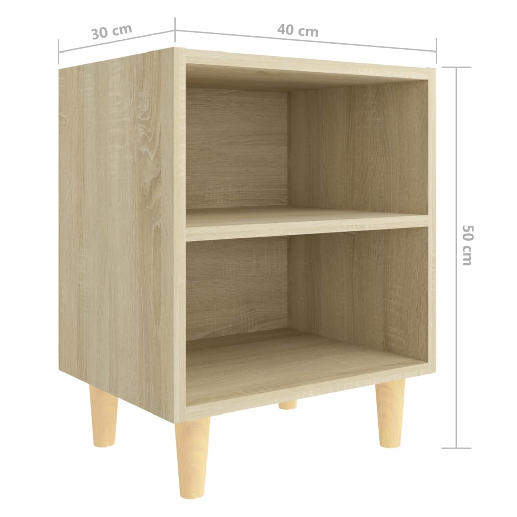 Mesita De Noche Con Patas Madera Maciza Roble Sonoma 40x30x50cm_4