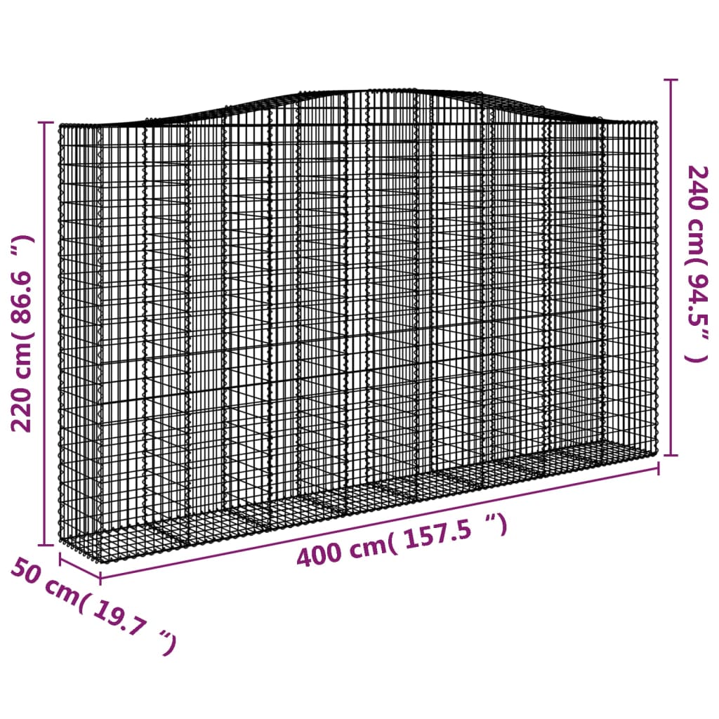 Cestas De Gaviones 10 Uds Forma De Arco Hierro 400x50x220/240cm_5