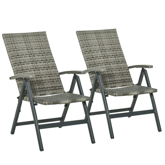 Outsunny Conjunto 2 Sillas Plegable Ratán En 5 Posiciones Reclinable 59x68x107cm_0