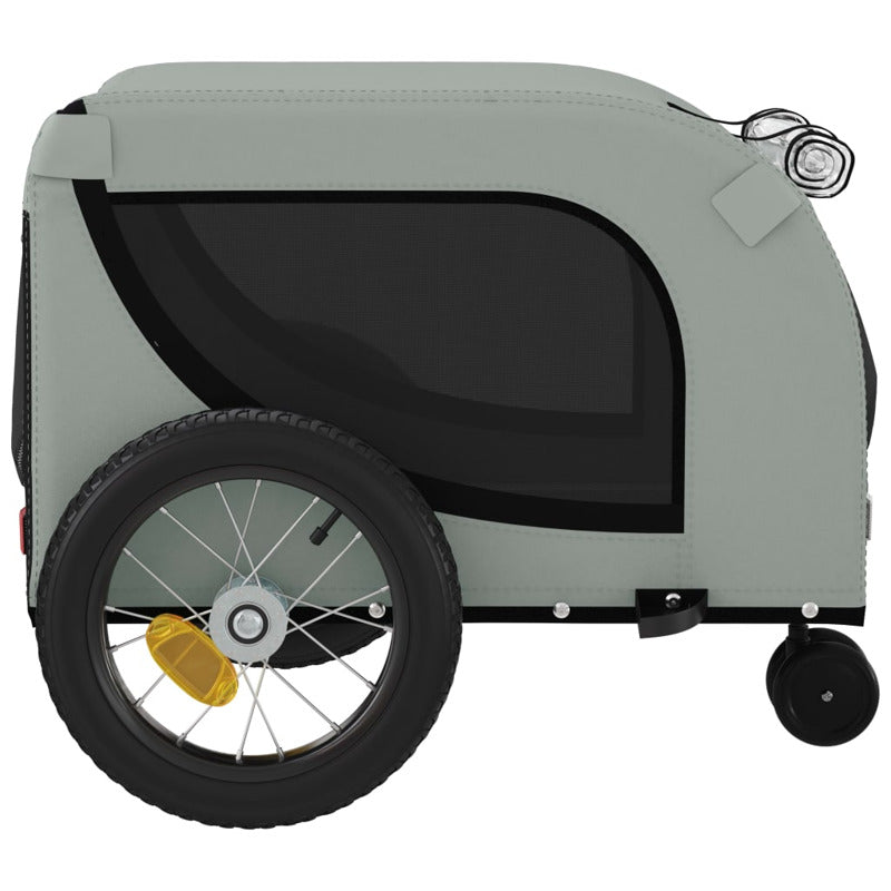 Vidaxl Remolque De Bicicleta Mascotas Hierro Tela Oxford Gris Negro_5