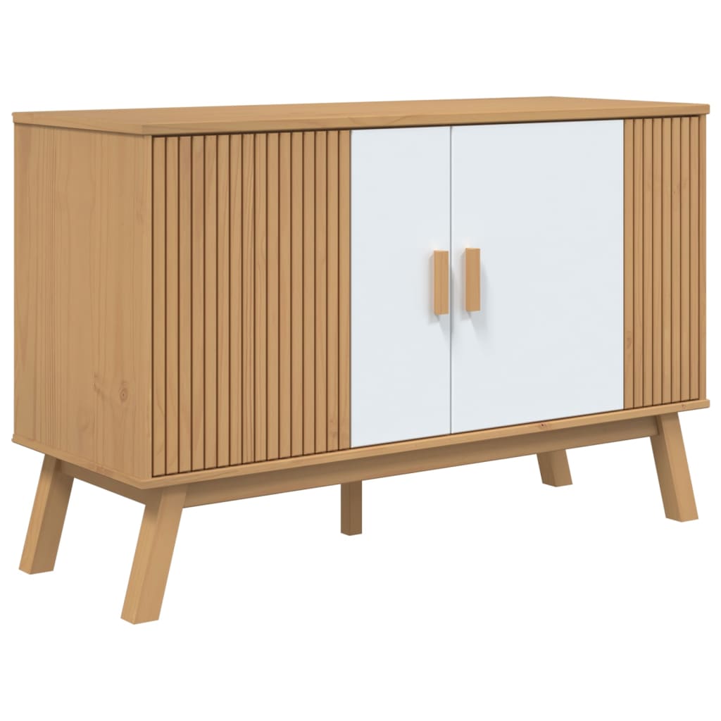 Aparador Olden Madera Maciza Pino Blanco Y Marrón 114x43x73,5cm / Vetonek_2