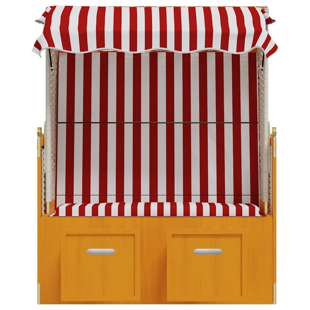 Silla Playa Strandkorb Dosel Ratán Sintético Madera Rojo Blanco_4