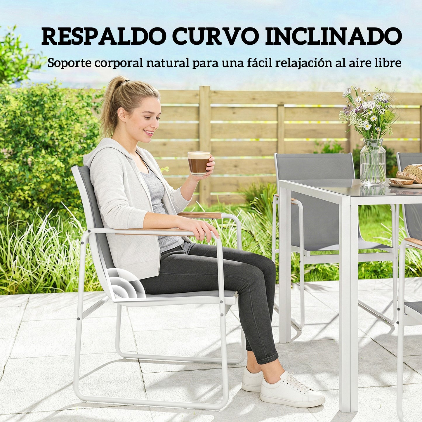 Outsunny Conjunto De Mesa Y Sillas Jardín De 7 Piezas_4