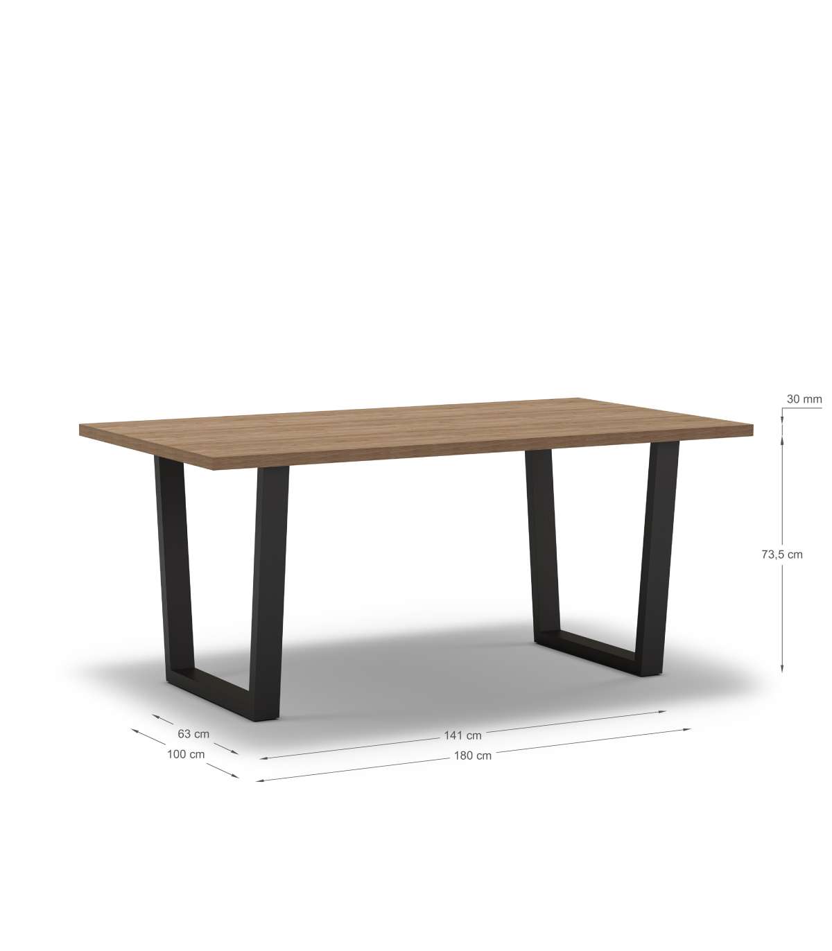 Mesa Para Comedor Rectangular Fija Md-francis Acabado Natural/negro, 180cm(ancho) 75cm(alt_3