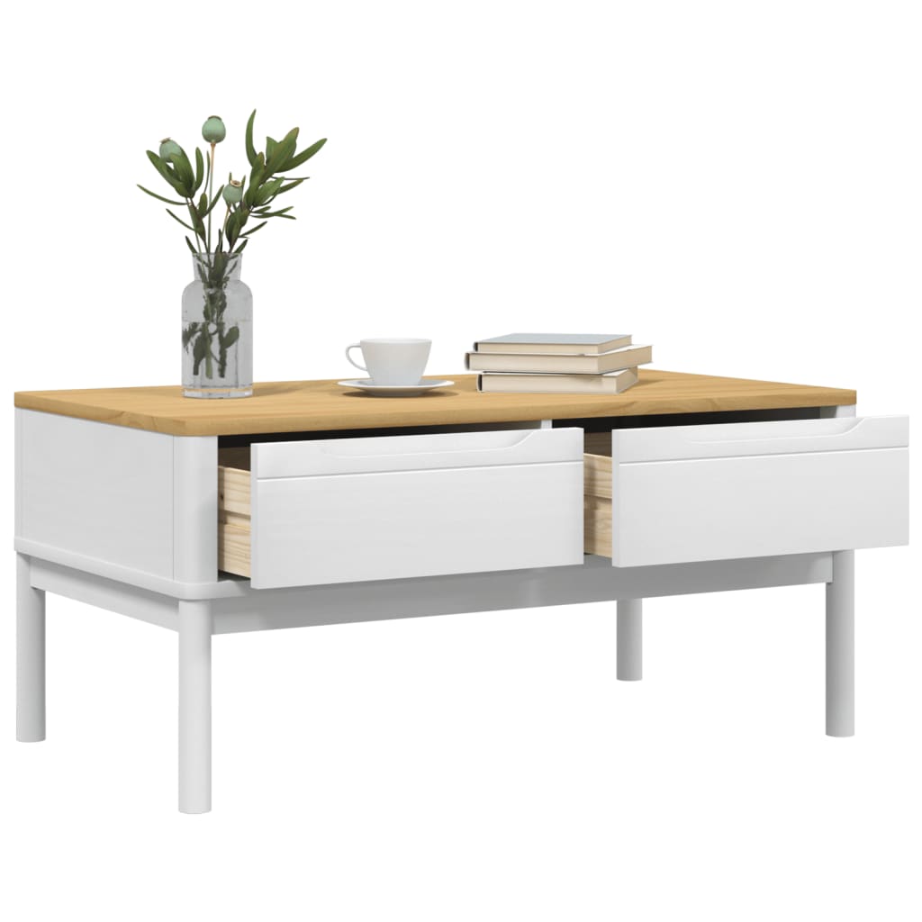 Mesa De Centro Floro Madera Maciza De Pino Blanco 99x55,5x45 Cm_2