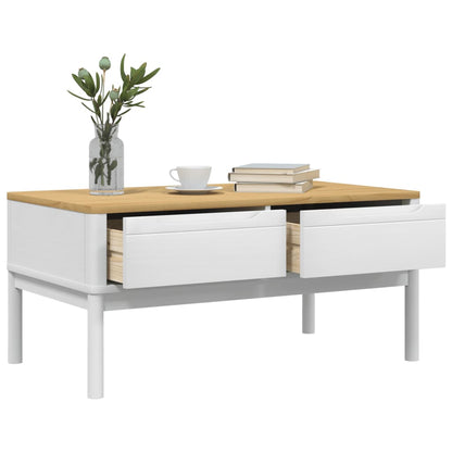 Mesa De Centro Floro Madera Maciza De Pino Blanco 99x55,5x45 Cm_2