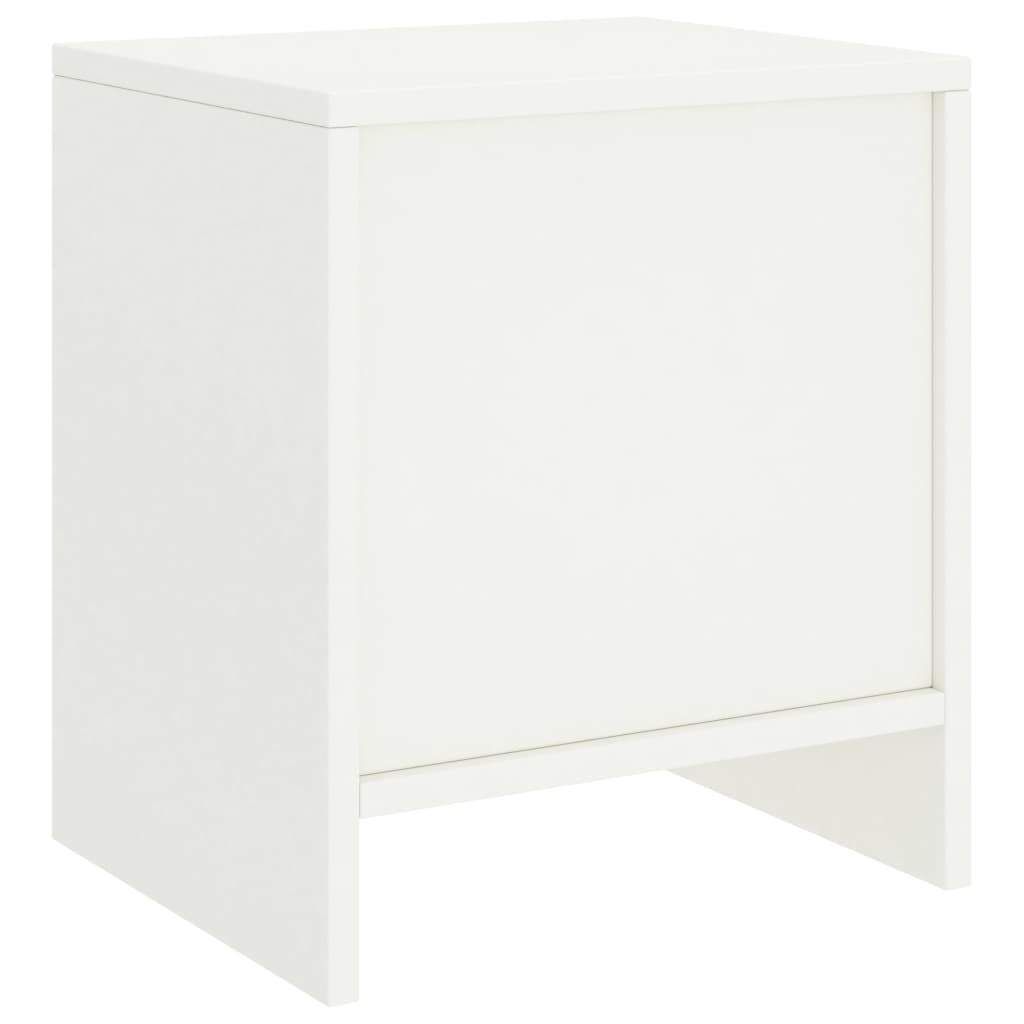 Mesita De Noche Madera Maciza De Mango Blanco 35x30x40 Cm_2