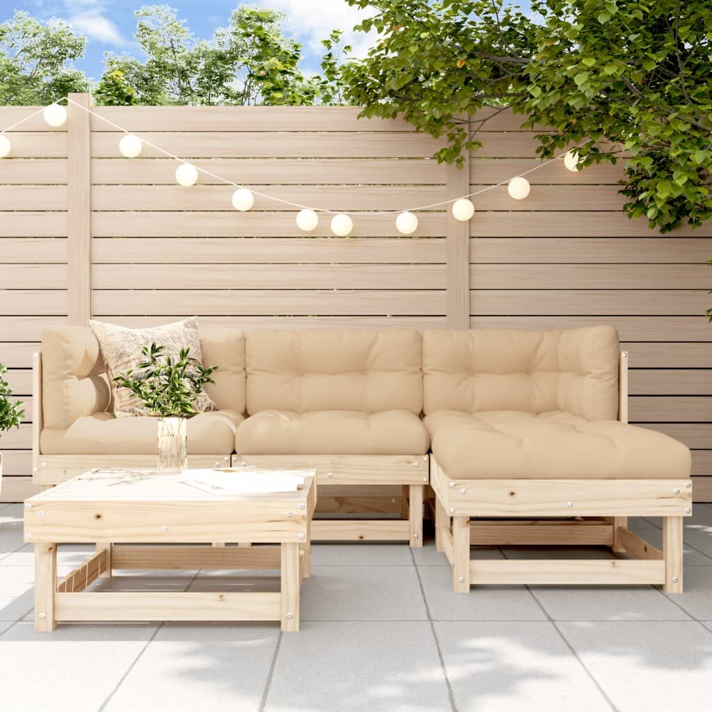 Vidaxl Juego De Sofás De Jardín 5 Piezas Madera Maciza De Pino_1