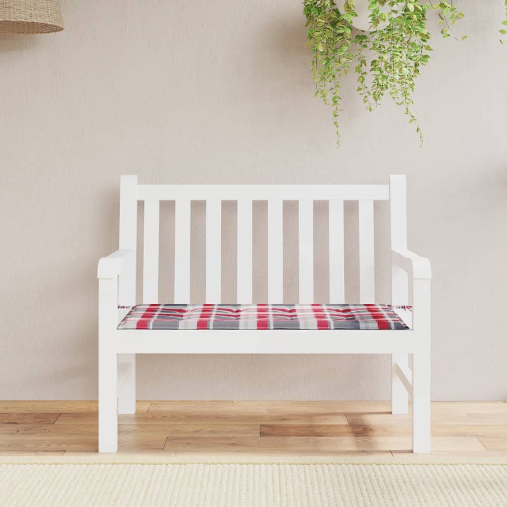 Vidaxl Cojín De Banco De Jardín Tela Oxford A Cuadros Rojo 120x50x3 Cm_1