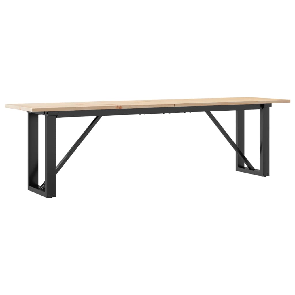 Mesa De Centro Marco O Madera Maciza Pino Y Acero 160x40x45 Cm_0