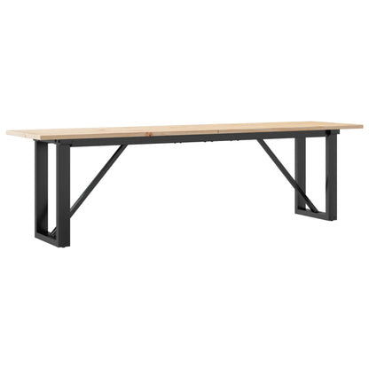 Mesa De Centro Marco O Madera Maciza Pino Y Acero 160x40x45 Cm_0