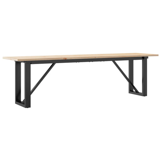 Mesa De Centro Marco O Madera Maciza Pino Y Acero 160x40x45 Cm_0