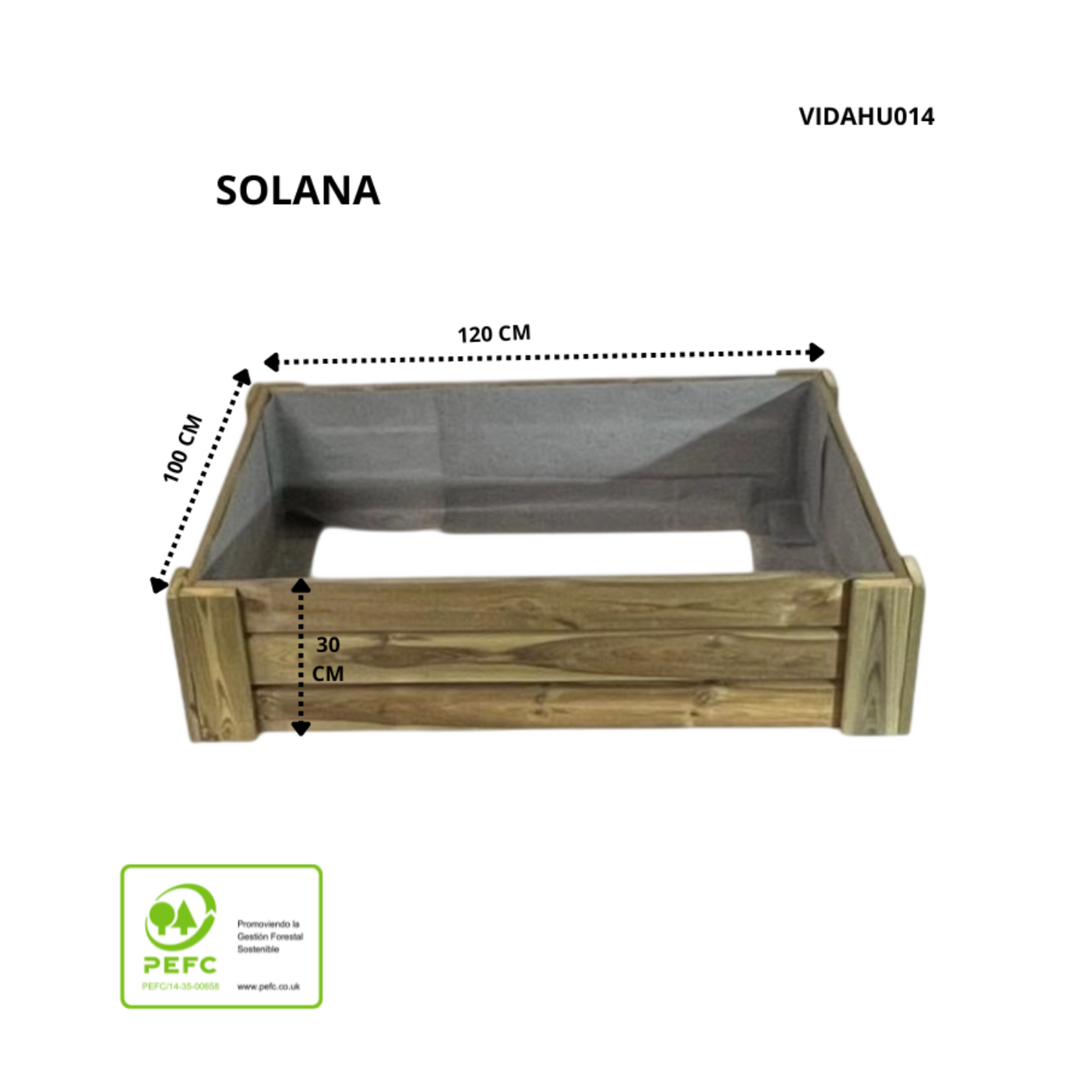 Cajón De Cultivo Solana. Altura De 30 Cm. Sin Base. Vidahuerto 120x100x30 Cm._2