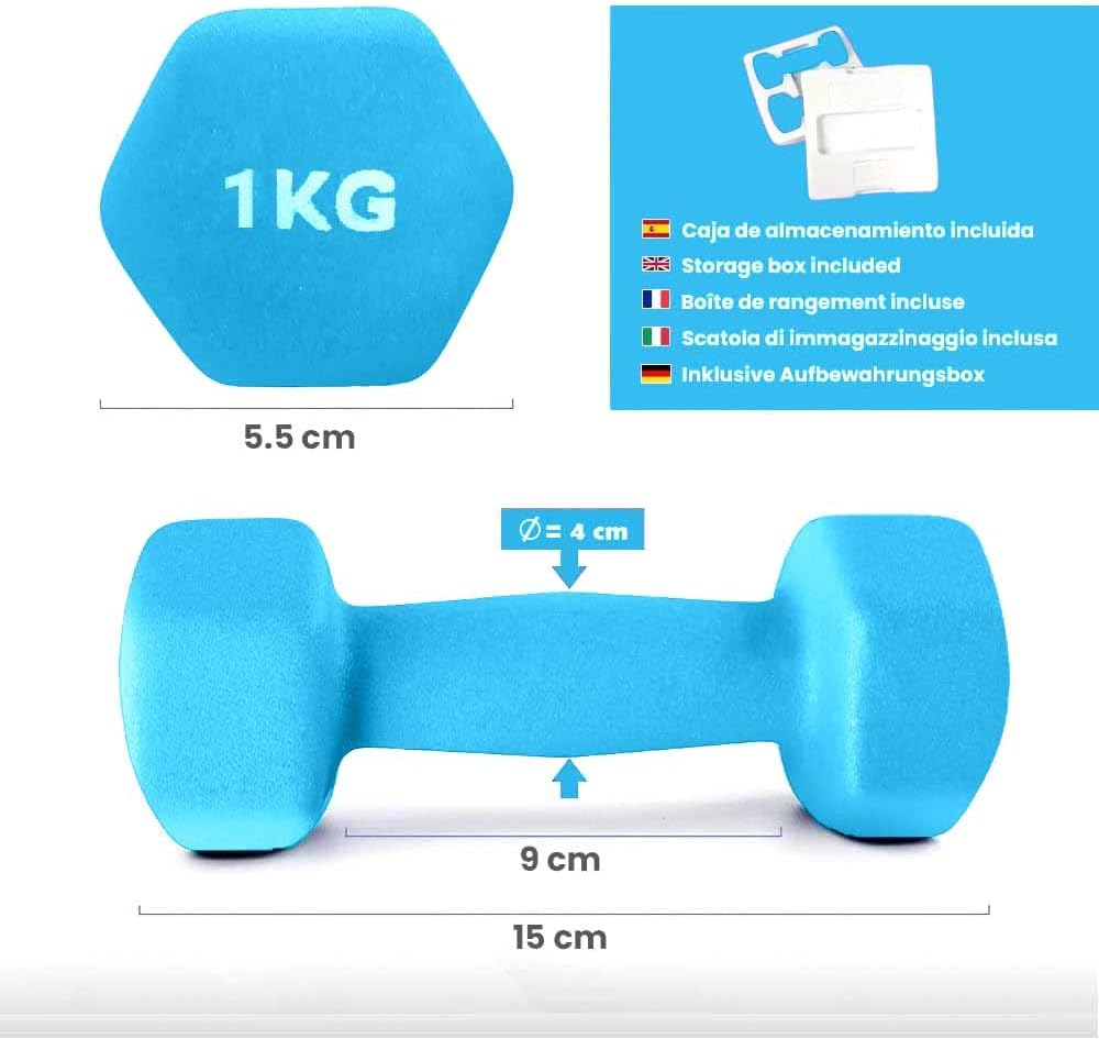 Mancuernas De Neopreno De 1kg (2 Unidades) Con Agarre Antideslizante_1