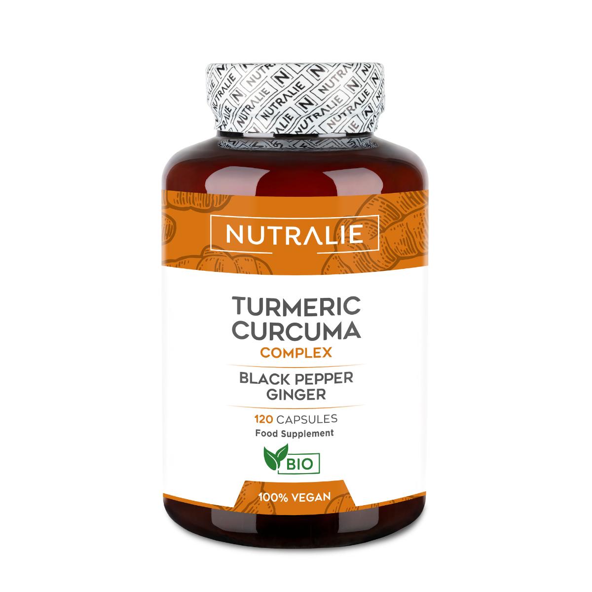 Nutralie Cúrcuma Complex + Jengibre y Pimienta Negra Orgánica 120 cápsulas