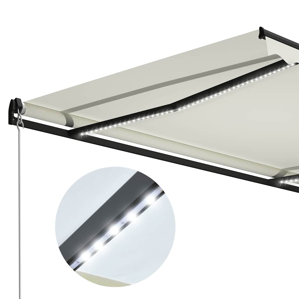 Toldo Retráctil Manual Con Led Crema 300x250 Cm_4