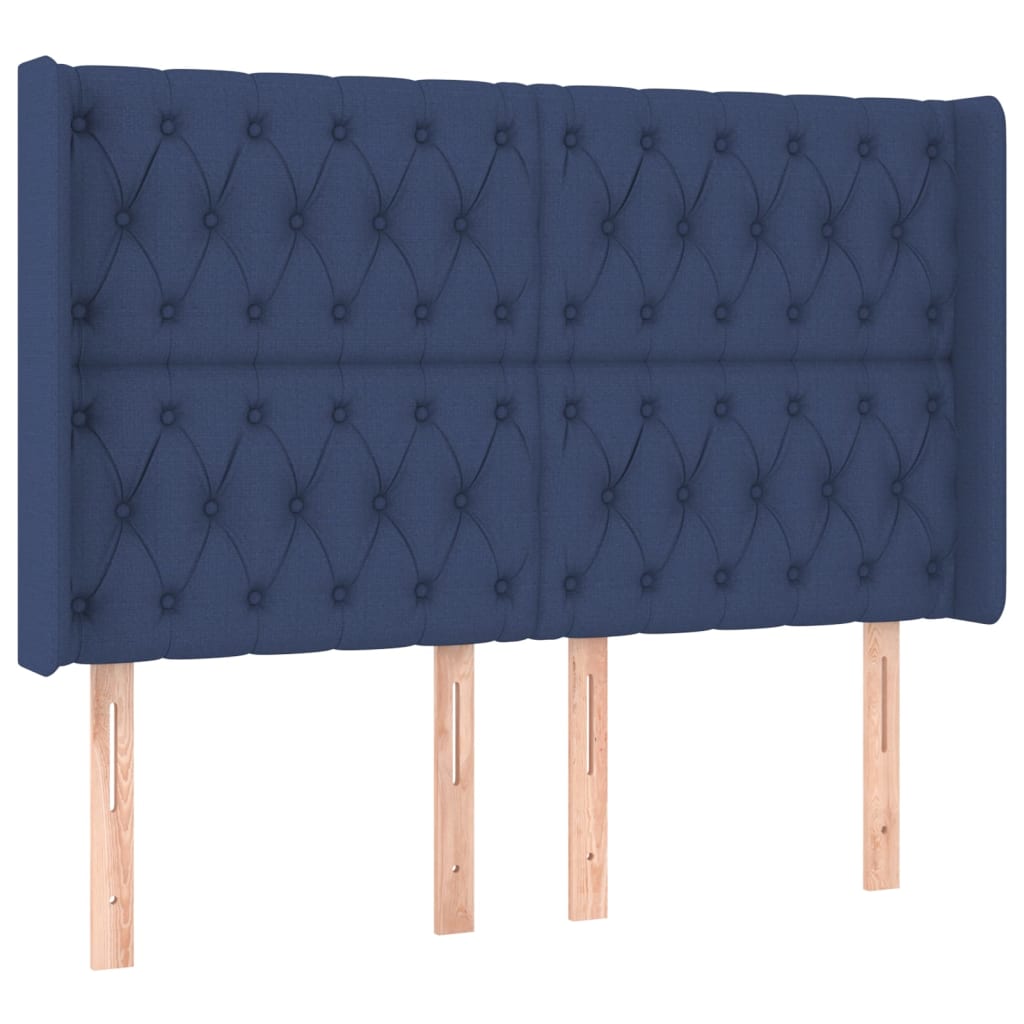 Cama Box Spring Colchón Y Luces Led Tela Azul 140x190 Cm / Vetonek_3