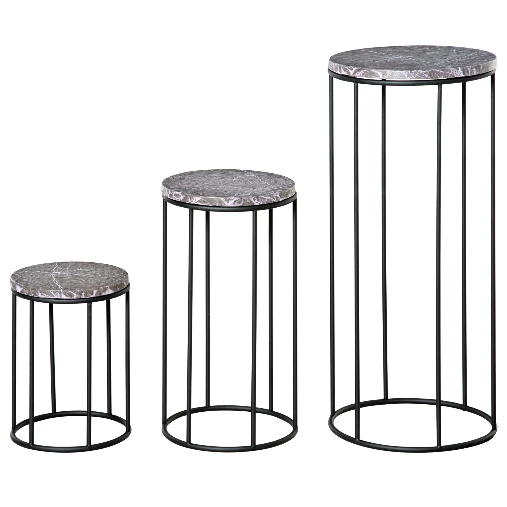 Outsunny Soportes Para Plantas Metal 3 Piezas Apilables Porta Macetas Decorativo_0
