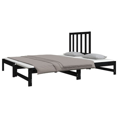 Sofá Cama Extraíble Madera Maciza De Pino Negro 2x(90x190) Cm / Vetonek_3