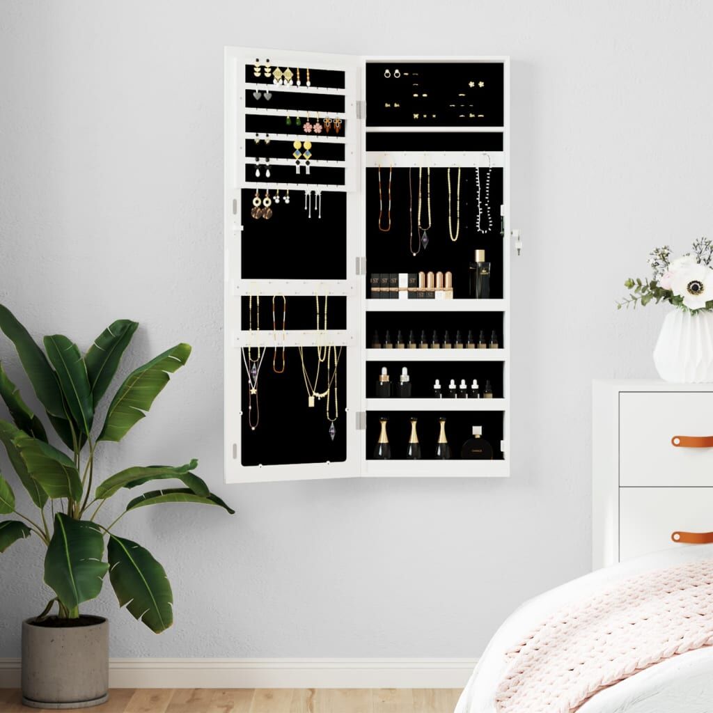 Vidaxl Espejo Con Joyero De Pared Blanco 37,5x10x106 Cm_1