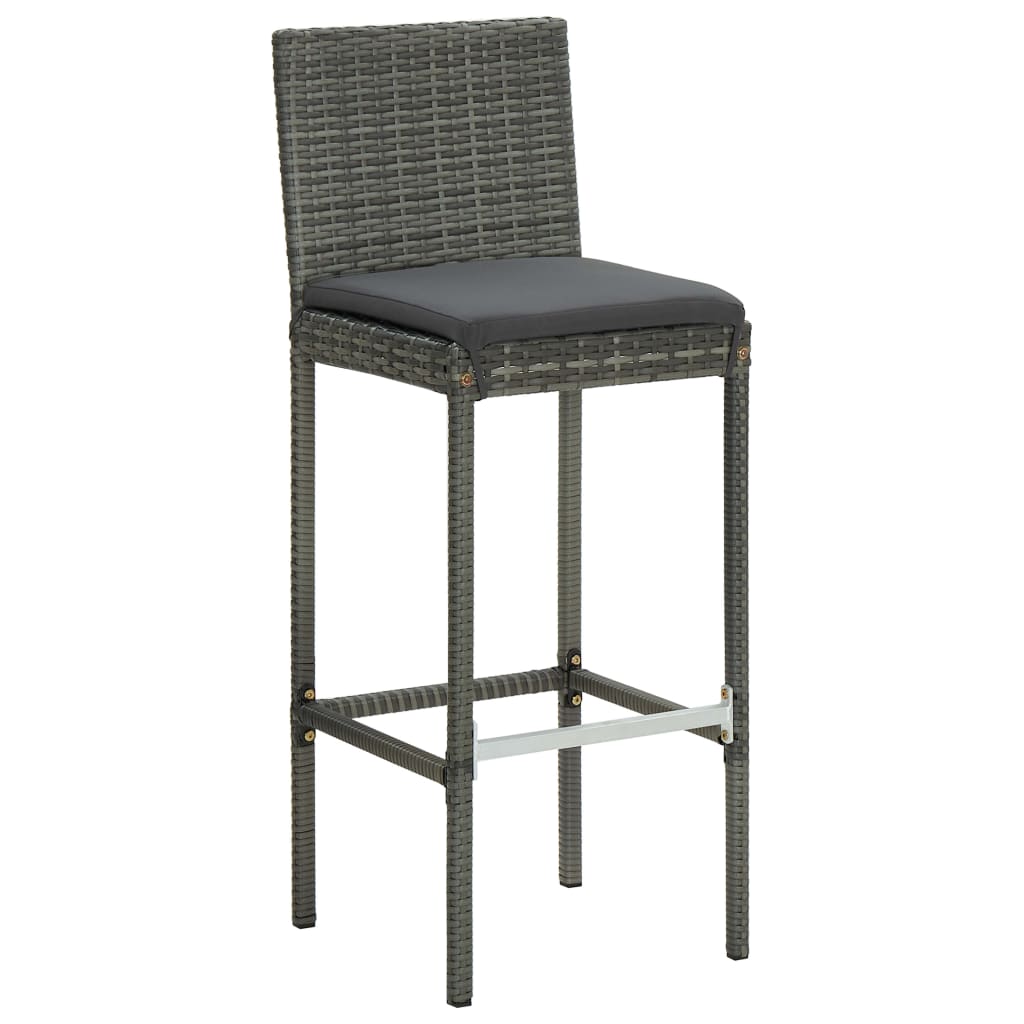 Taburetes De Cocina Con Cojines 6 Uds Ratán Sintético Gris_0