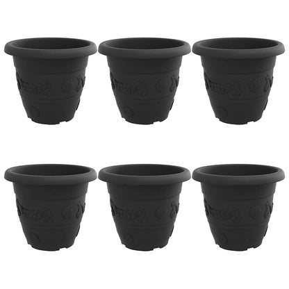 Maceta Redonda Para Flores 6 Uds. Negro Ø 39 X 32 Cm Plástico_0