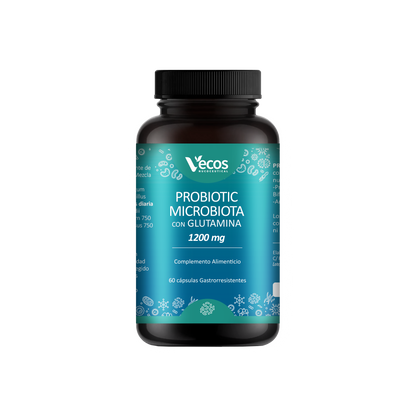 Probiotic Microflora y Glutamina VECOS (60 cápsulas) | Revestimiento intestinal | Glutamina 1200 mg | 5 cepas + Sin FOS_0