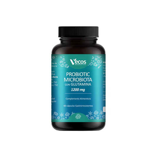Probiotic Microflora y Glutamina VECOS (60 cápsulas) | Revestimiento intestinal | Glutamina 1200 mg | 5 cepas + Sin FOS_0