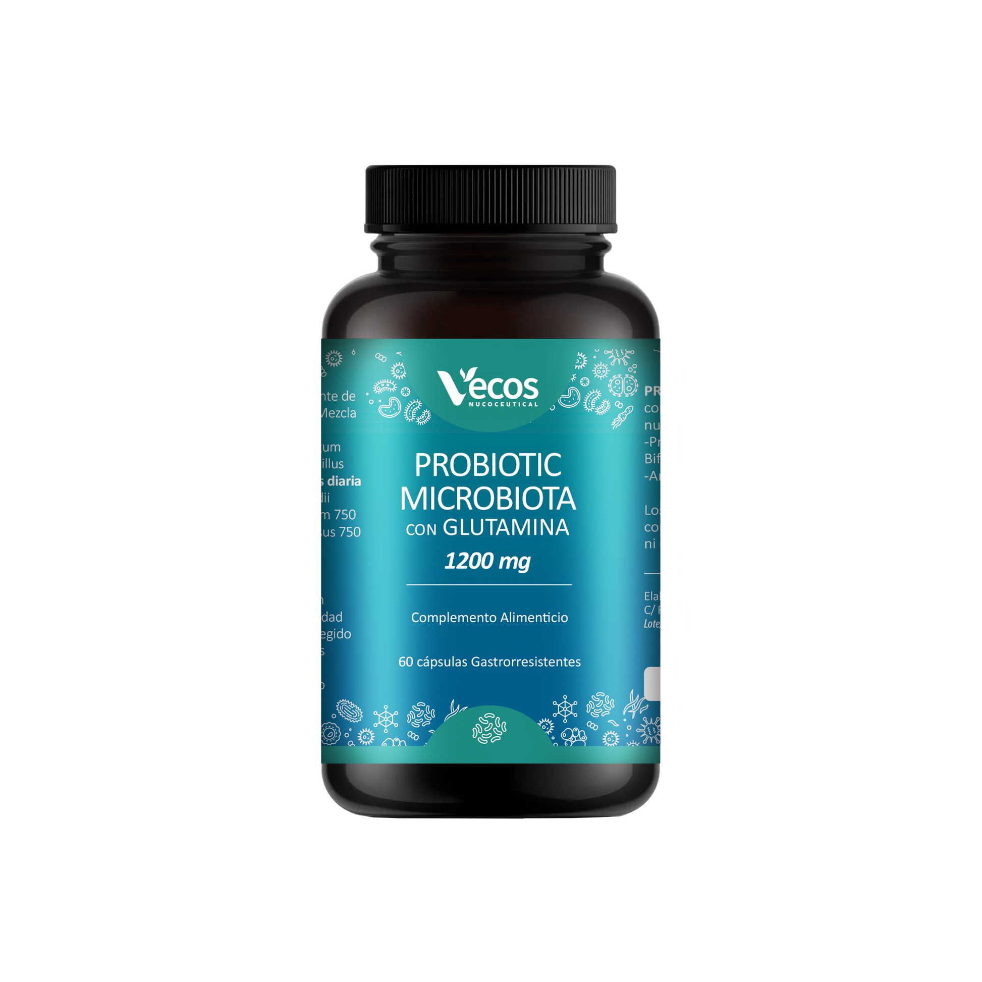 Probiotic Microflora Y Glutamina Vecos 60 Cápsulas | Revestimiento Intestinal | Glutamina 1200 Mg_0