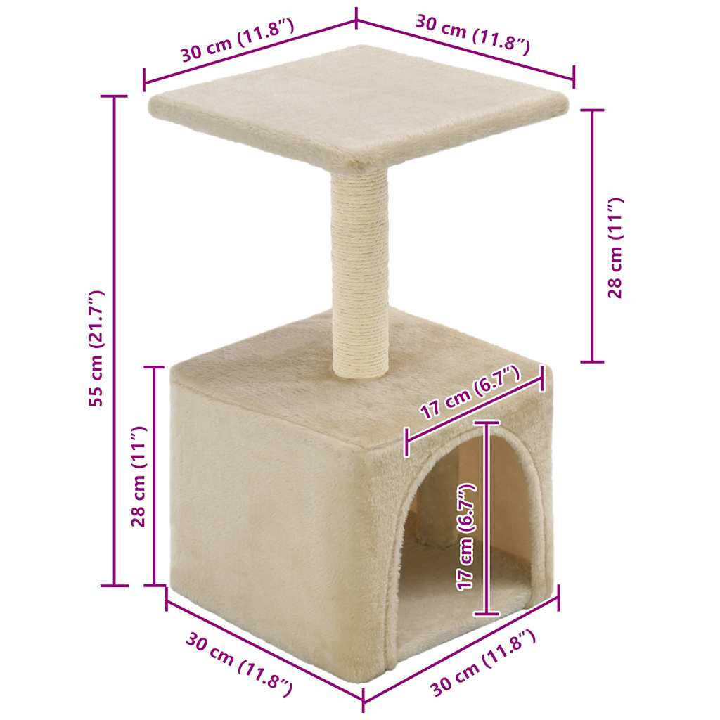 Vidaxl Rascador Para Gatos Con Poste De Sisal 55 Cm Beige_2