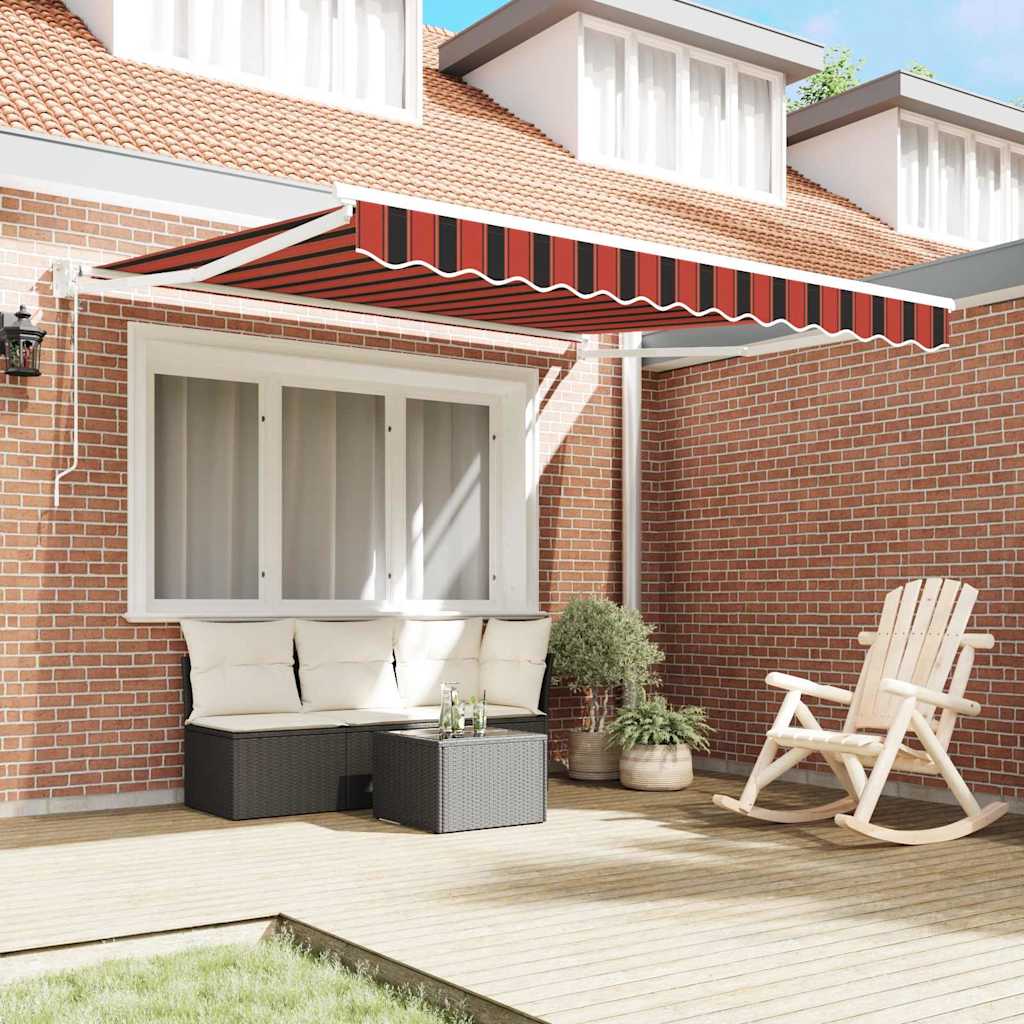 Toldo Retráctil Naranja Y Marrón 300 X 250 Cm Poliéster Y Metal_2