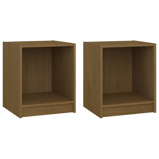 Mesita Noche 2 Uds Madera Pino Marrón Miel 35,5x33,5x41,5cm_0