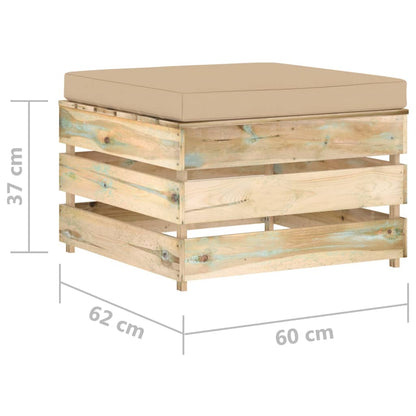 Muebles De Jardín 2 Pzas Con Cojines Madera Impregnada Verde / Vetonek_5