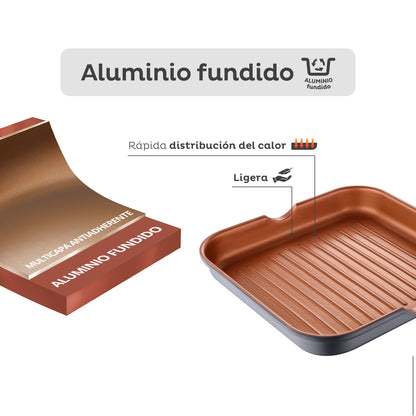 Sartén Grill Antiadherente Ø28cm Bronze San Ignacio_4